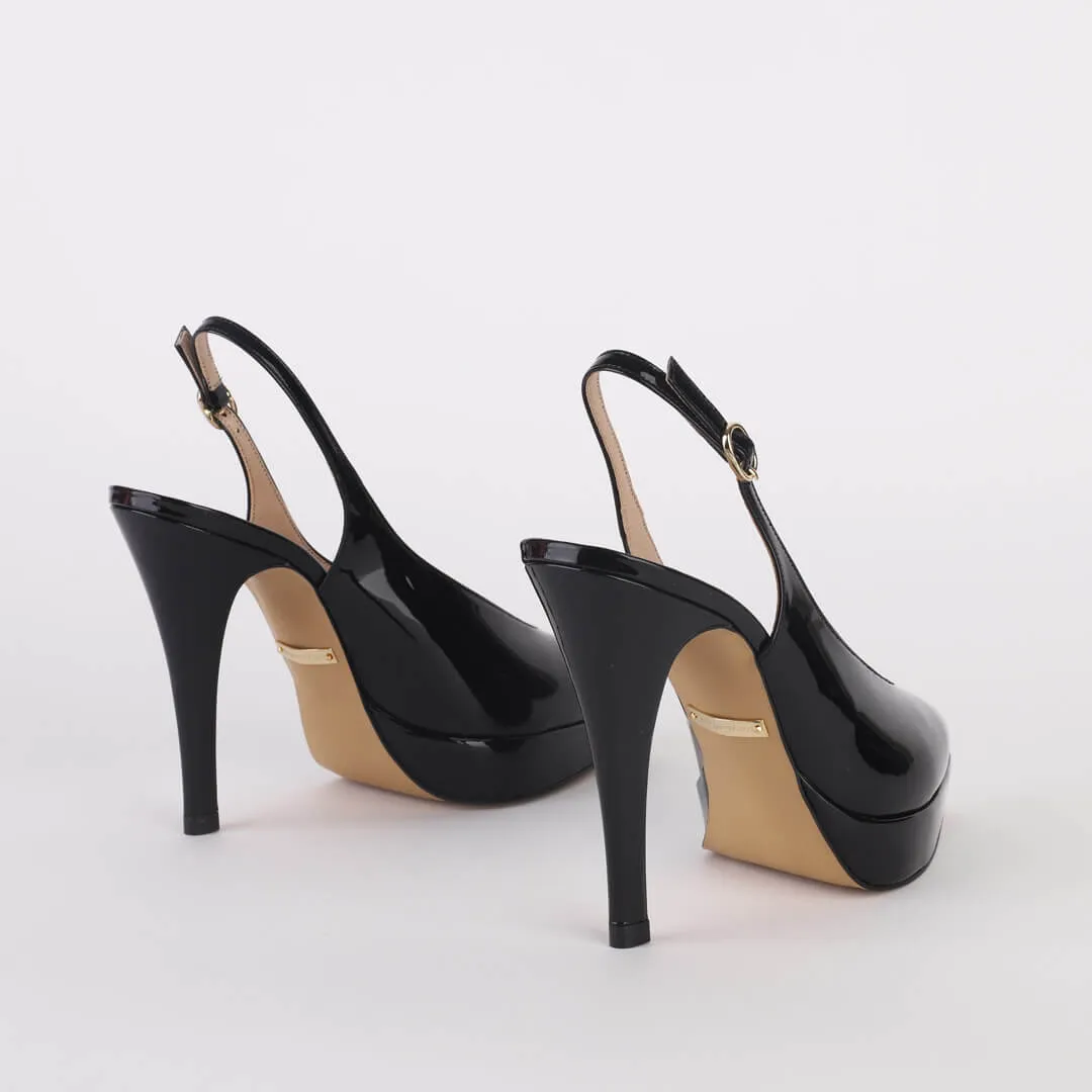 *UK size 1 - SABRINA - black patent, 11/2cm heels