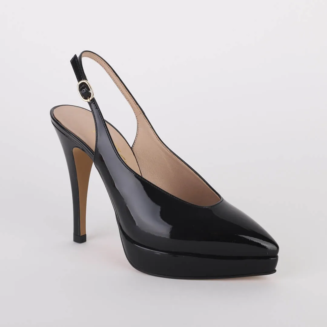 *UK size 1 - SABRINA - black patent, 11/2cm heels