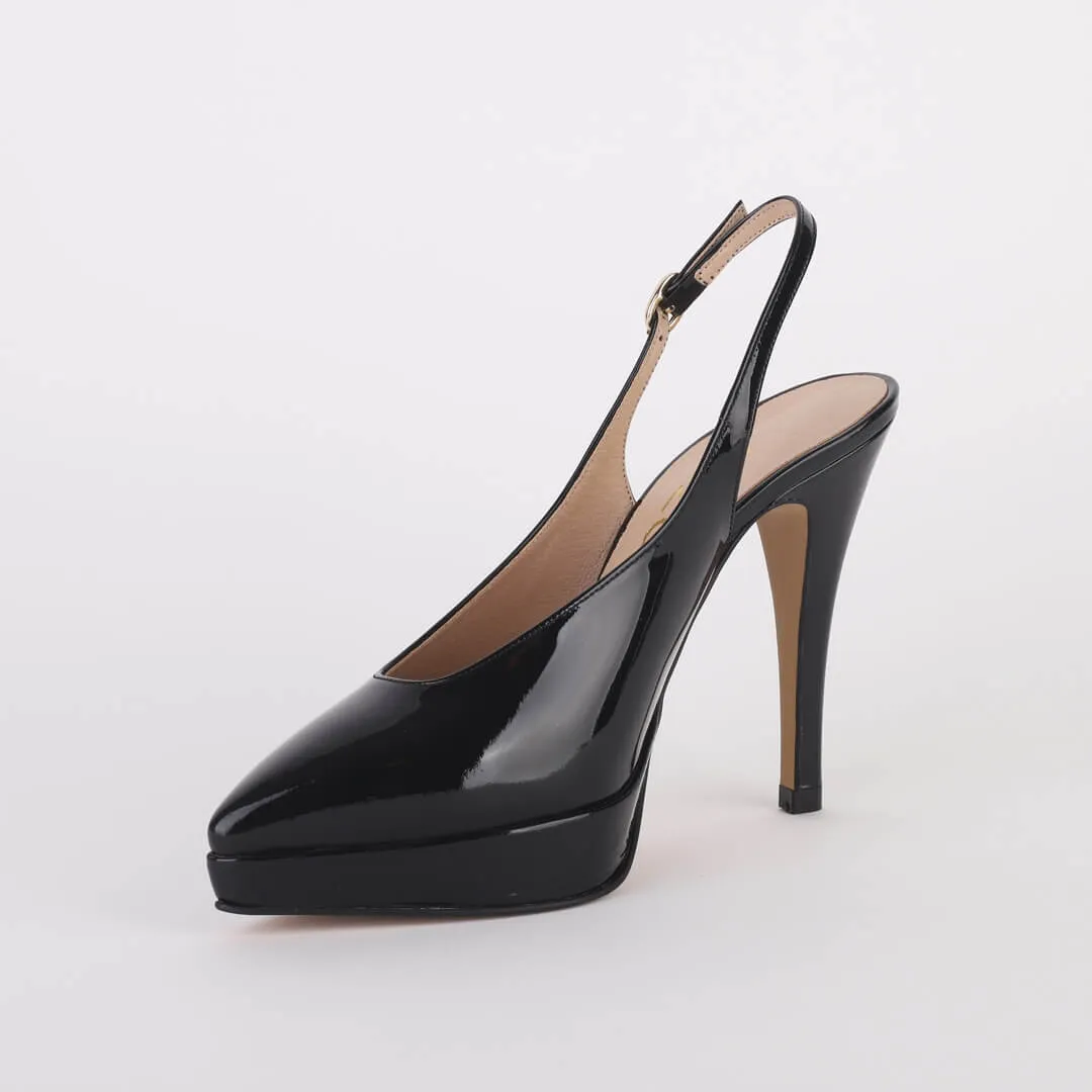 *UK size 1 - SABRINA - black patent, 11/2cm heels