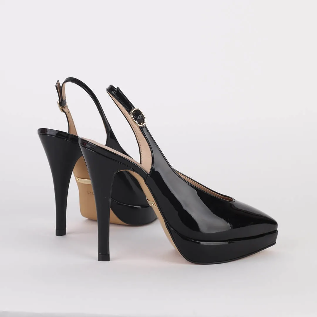 *UK size 1 - SABRINA - black patent, 11/2cm heels