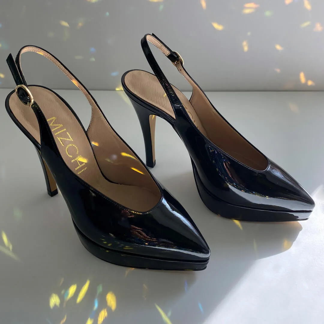 *UK size 1 - SABRINA - black patent, 11/2cm heels