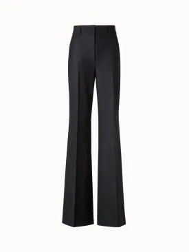 Wide Straight Wool Stretch Flannel Pants