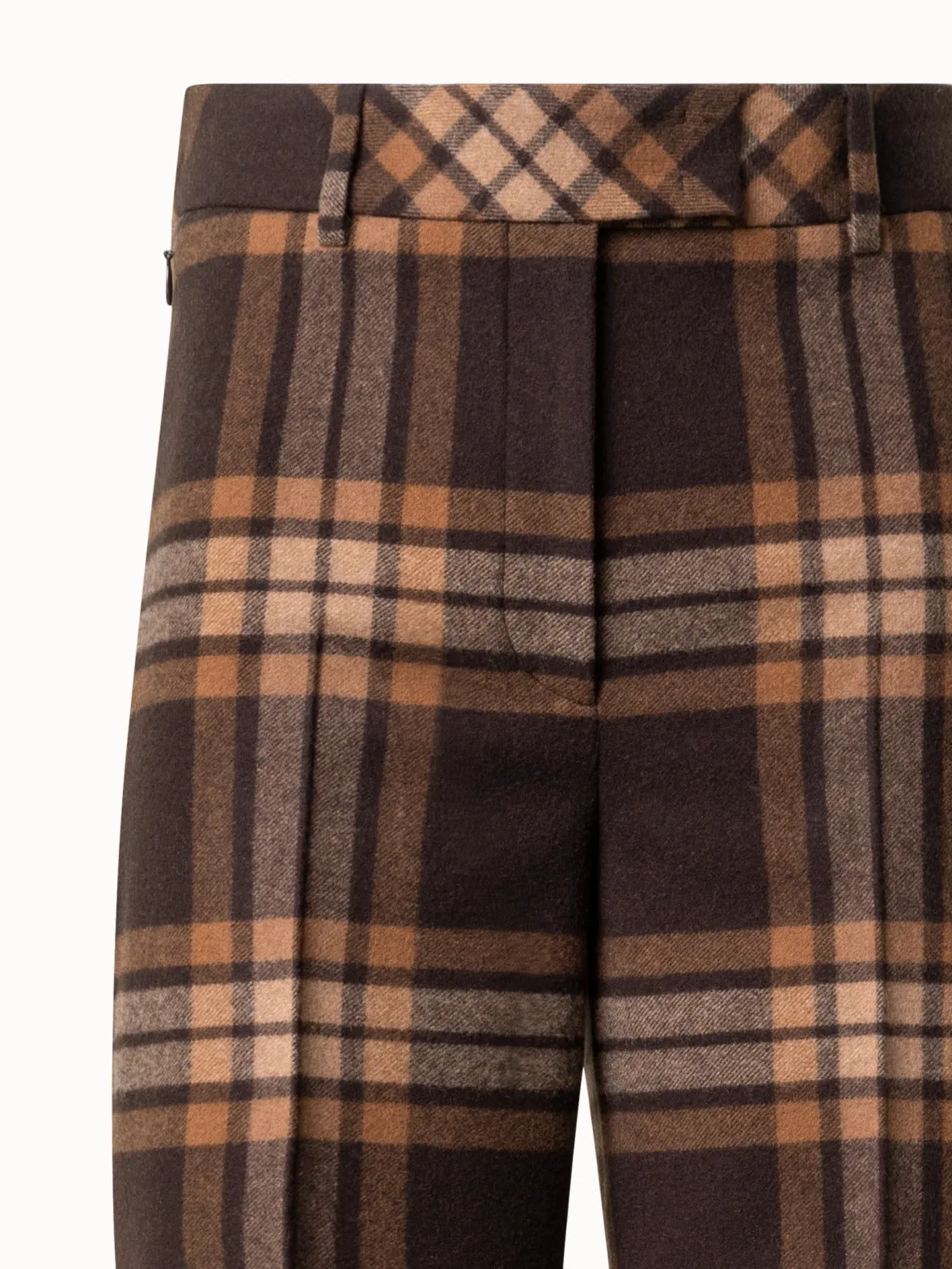 Wide Wool Flannel Check Pants