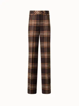 Wide Wool Flannel Check Pants