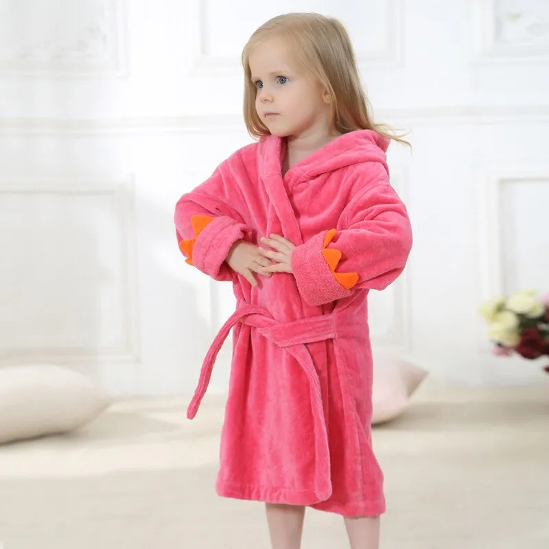 YSOYOK Cartoon Dinosaur Children Bathrobes - Baby Kids Pajamas Hooded Beach Towel Bathrobe