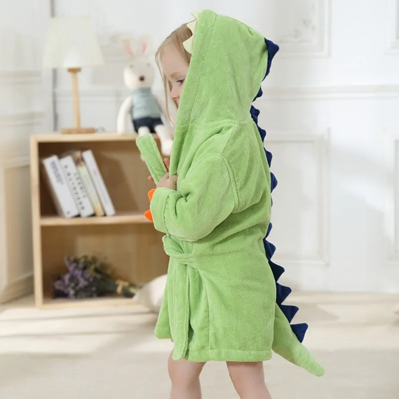 YSOYOK Cartoon Dinosaur Children Bathrobes - Baby Kids Pajamas Hooded Beach Towel Bathrobe