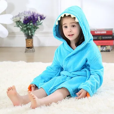YSOYOK Cartoon Dinosaur Children Bathrobes - Baby Kids Pajamas Hooded Beach Towel Bathrobe