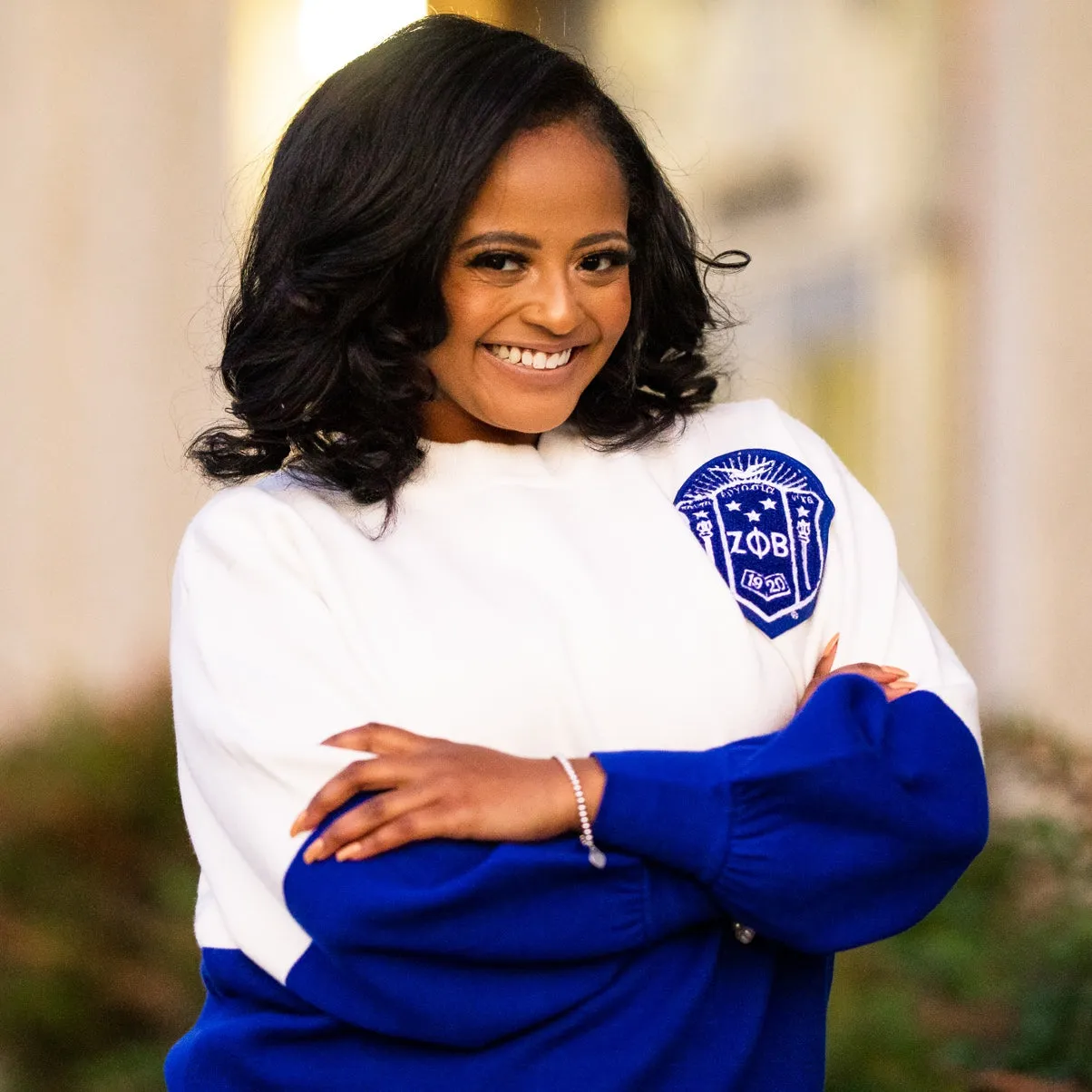 Zeta Blue & White Color Block Sweater